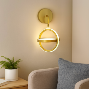 APLIQUE DE PARED LED  ANILLO DOBLE DORADO
