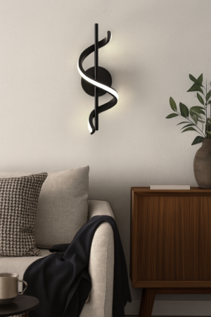 APLIQUE DE PARED LED  ESCULTÓRICO EN NEGRO