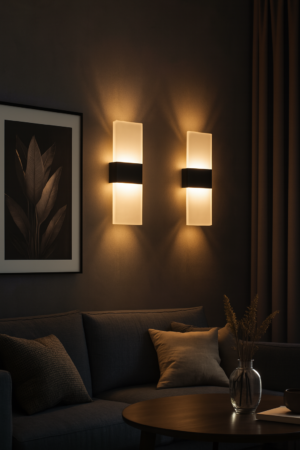 APLIQUE DE PARED LED DE VIDRIO ESMERILADO CON BANDA CENTRAL