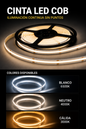 Cinta led cob Cinta LED COB 110V Rollo Por 10 Metros - (Blanca, Neutra y Cálida)