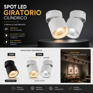 Spot LED Giratorio Cilíndrico