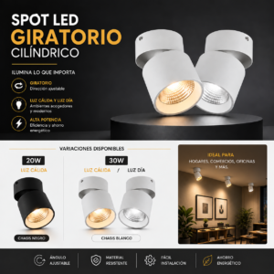 Spot LED Giratorio Cilíndrico